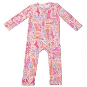 Raising Mama Saddle Up Bamboo Footless Onesie Romper Western Cowgirl 12-18 mths